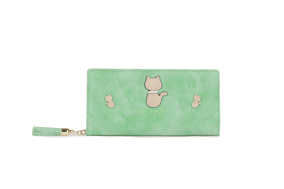 Large Suede Cat Purse - Cute Animal Coin Purse with Zip