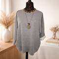 Oversized Leopard Print Sweatshirt - Grey - Plus Size 16-20