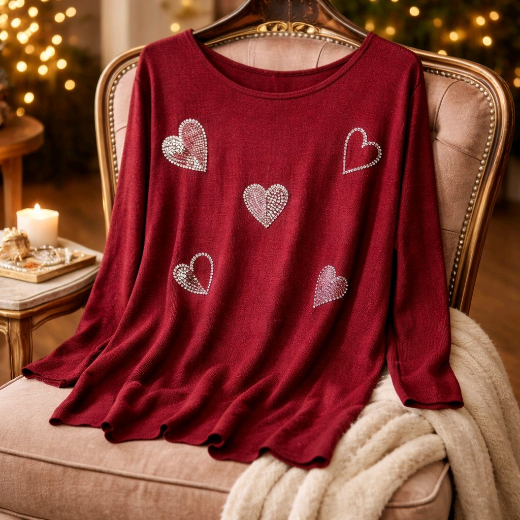 Tunic One size Shiny stones and Pearls on hearts