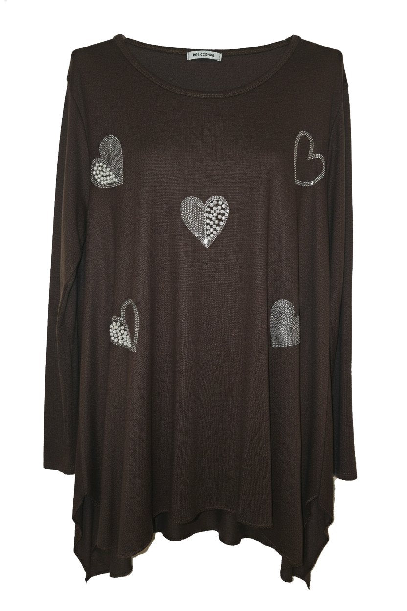 Tunic One size Shiny stones and Pearls on hearts