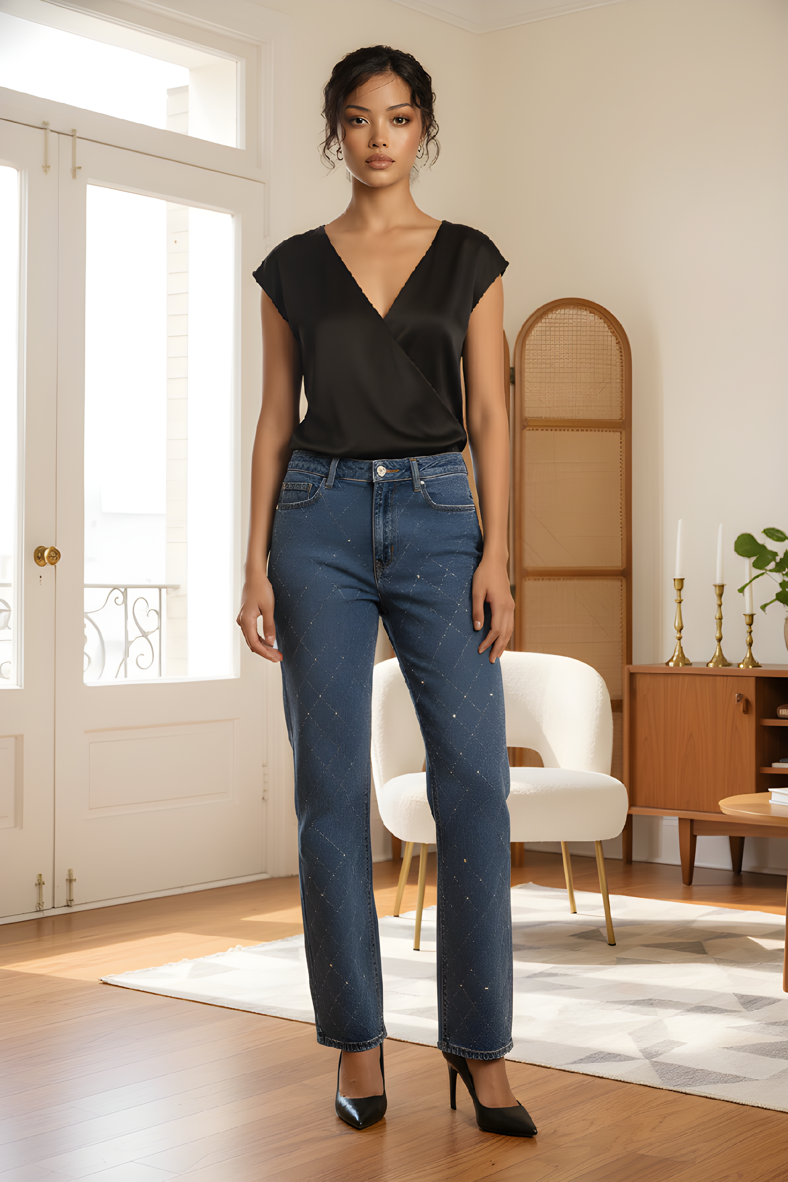 Lajoly Wide Leg Jeans - Blue - Sizes 36-42 (UK 8-14)