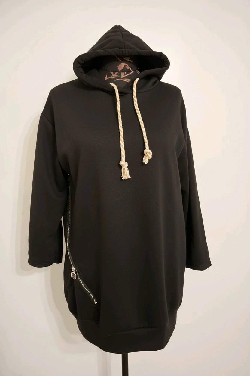 Premium Cotton Hoodie with Decorative Zipper