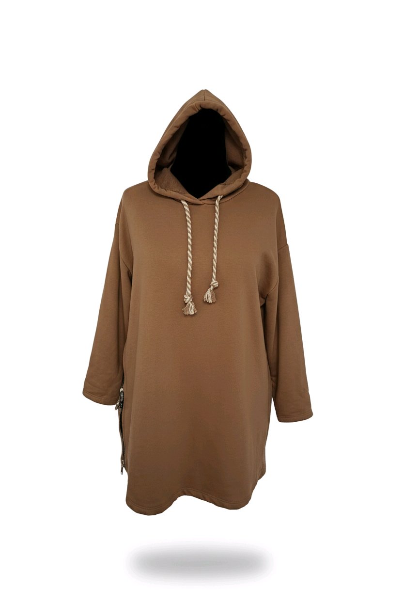 Premium Cotton Hoodie with Decorative Zipper