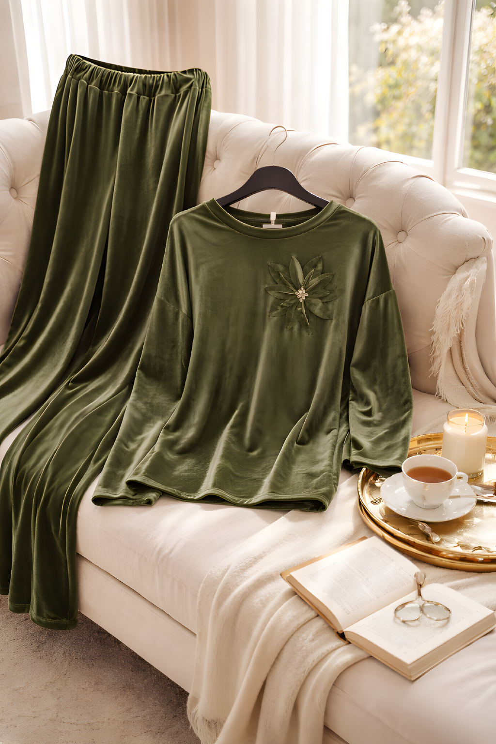 Luxe Velour Tracksuit Set - Viscose Elastane Blend