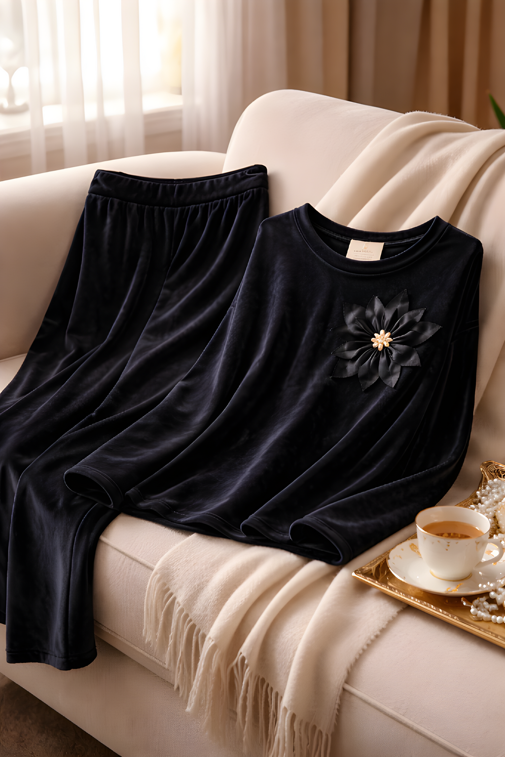 Luxe Velour Tracksuit Set - Viscose Elastane Blend