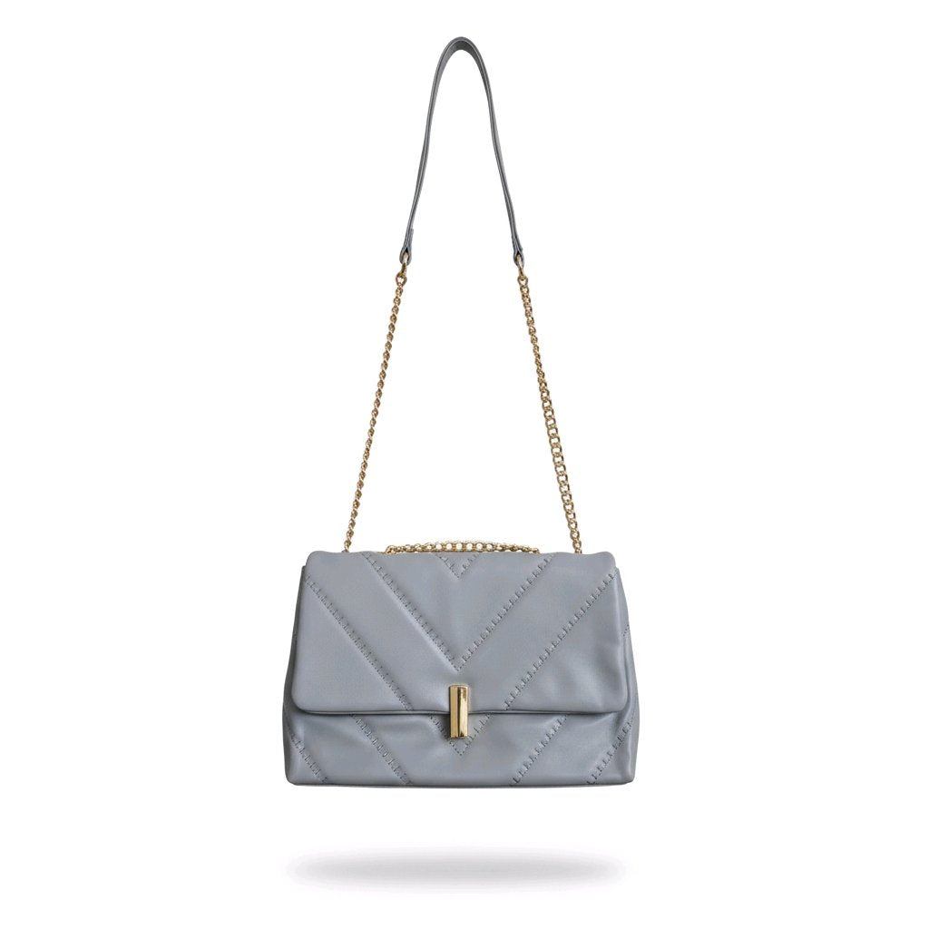 Long & Son London Braided Faux Leather Satchel Handbag with Gold Chain - Available in 10 Colours