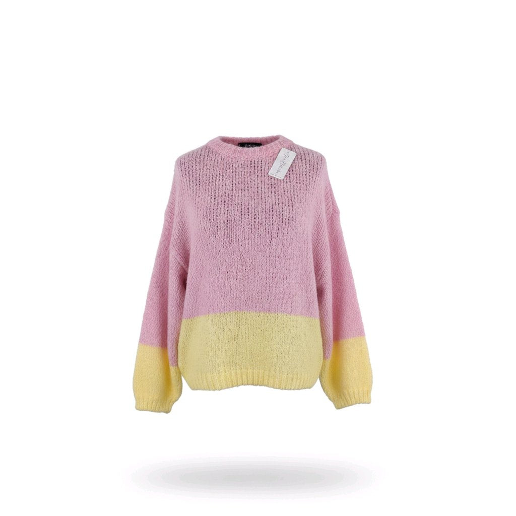 Coarse knit sweater, two-tone