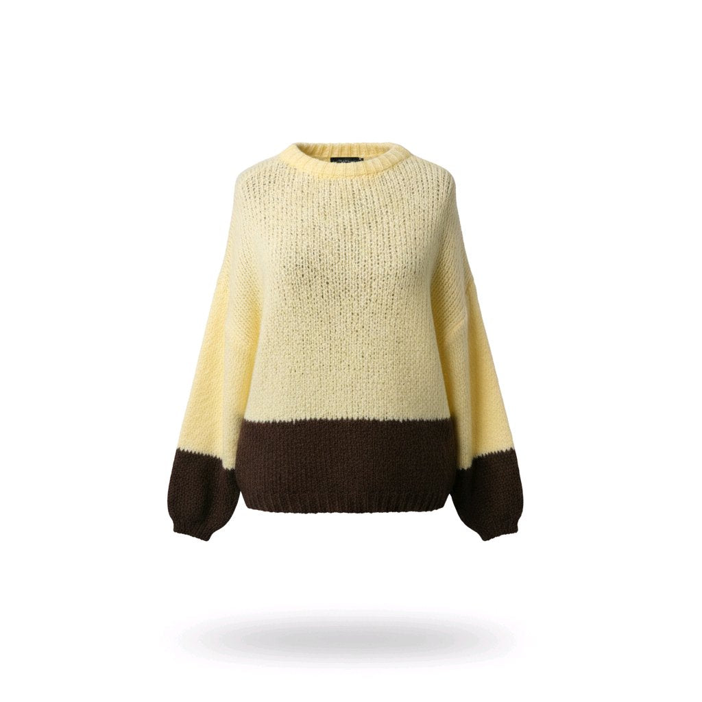 Coarse knit sweater, two-tone