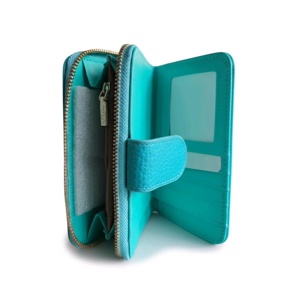 Long&Son Women's Vegan Leather Wallet with Zip Coin Pocket