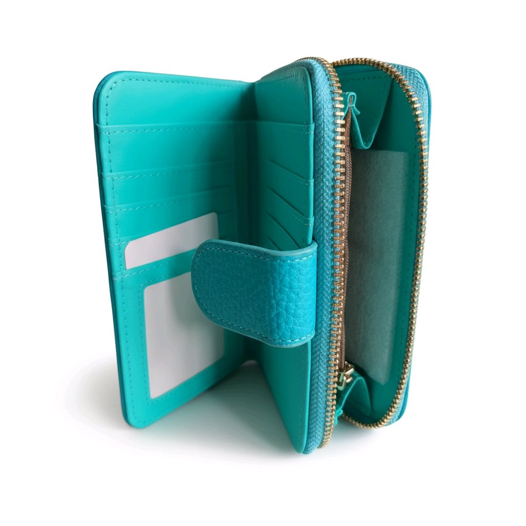 Long&Son Women's Vegan Leather Wallet with Zip Coin Pocket