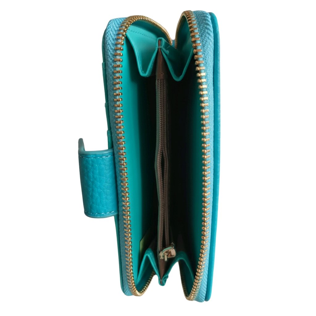 Long&Son Women's Vegan Leather Wallet with Zip Coin Pocket