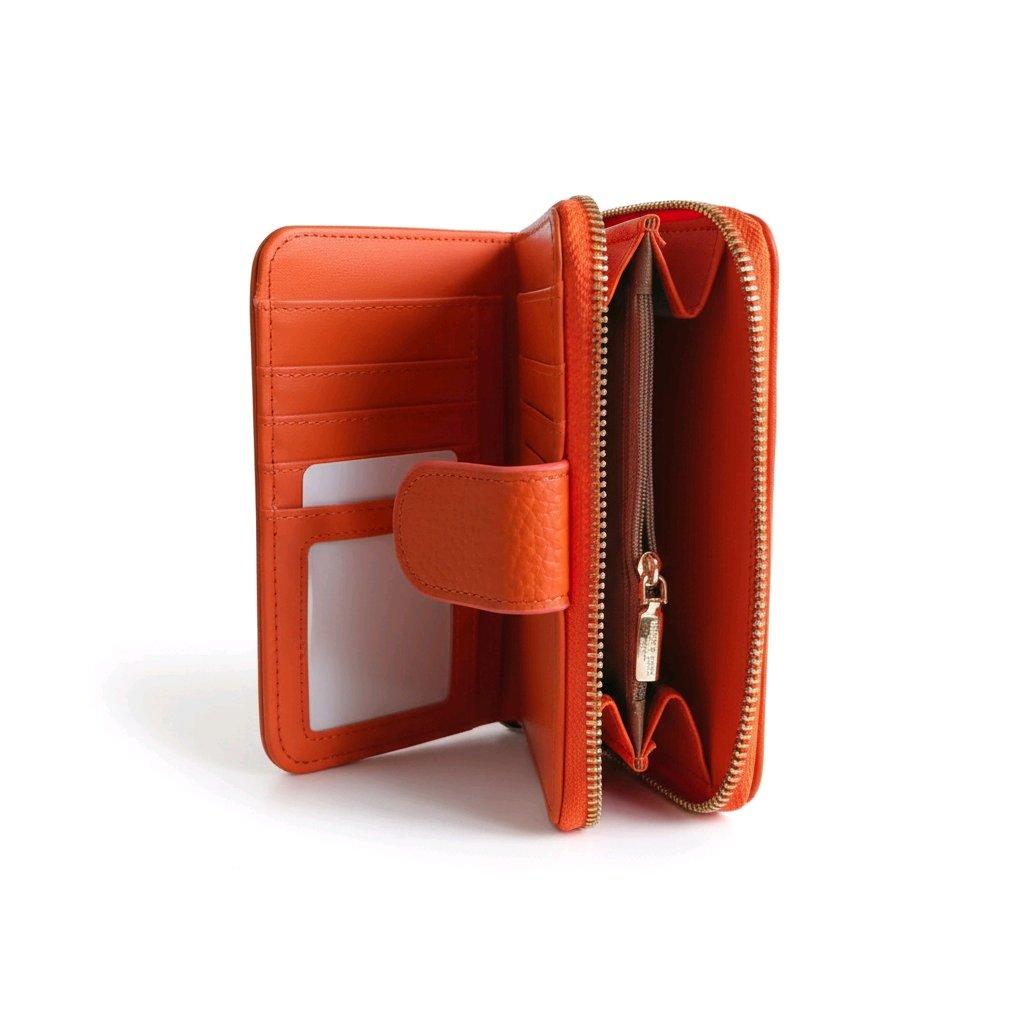 Long&Son Women's Vegan Leather Wallet with Zip Coin Pocket