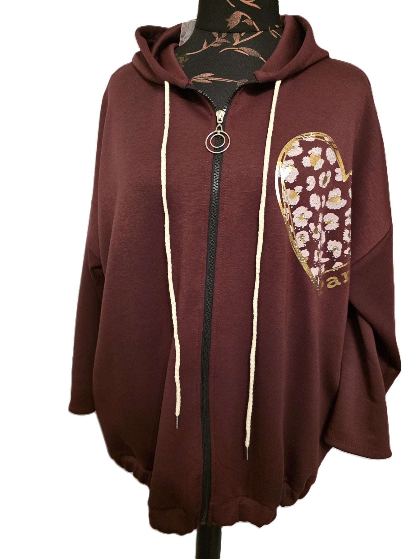 "Scuba zip hoodie with pockets - front view"