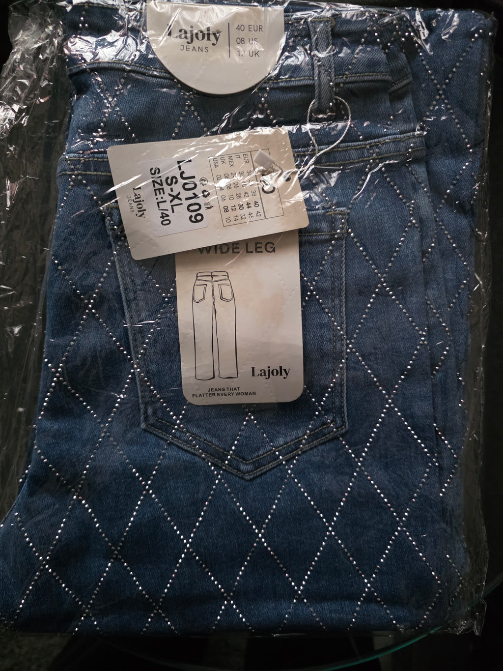 Lajoly Wide Leg Jeans - Blue - Sizes 36-42 (UK 8-14)