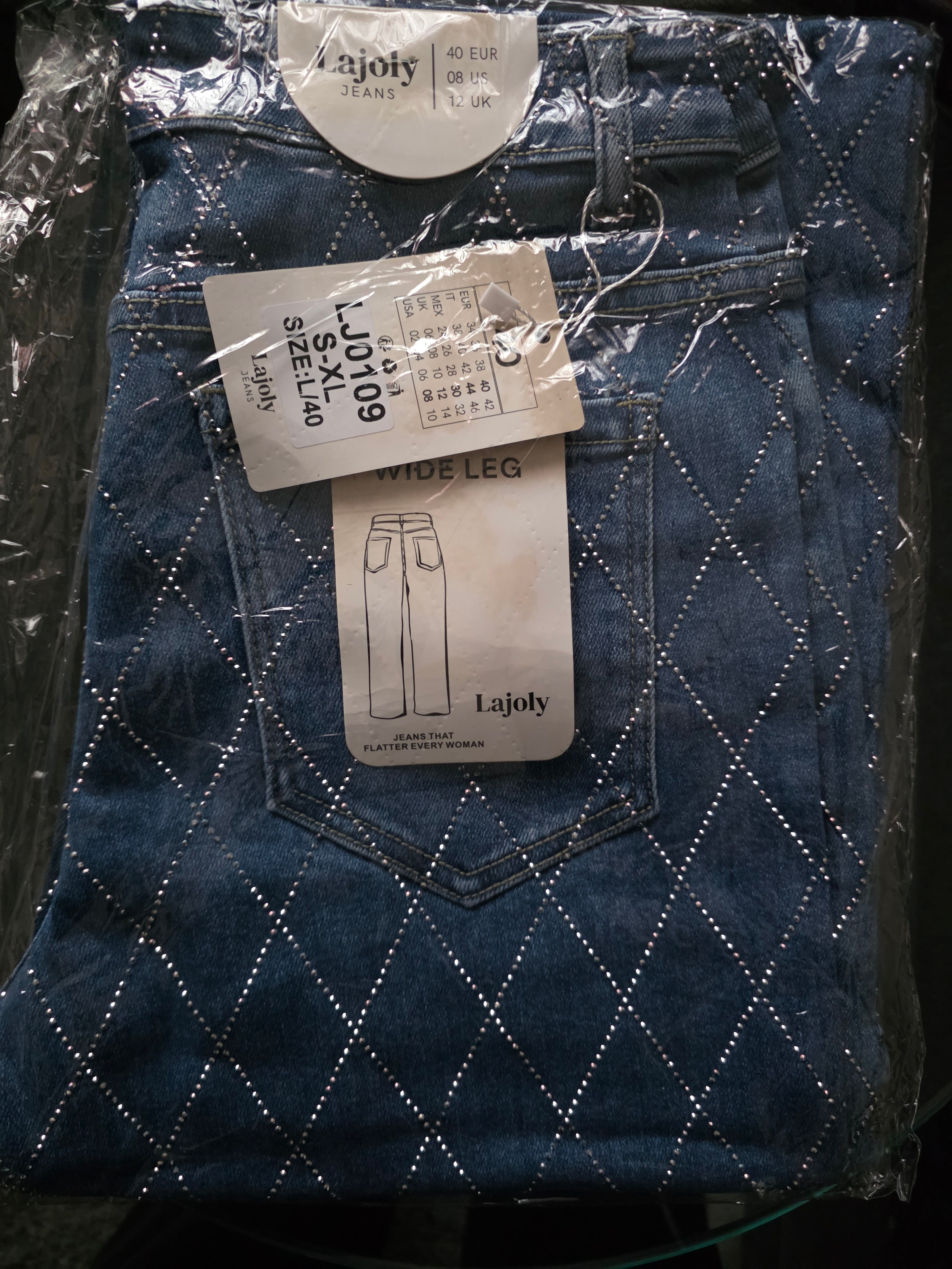 Lajoly Wide Leg Jeans - Blue - Sizes 36-42 (UK 8-14)