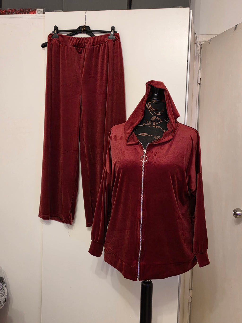 Velour Tracksuit Hoodie Set - Plus Size One Size - 5 Colours - Stretch Fit