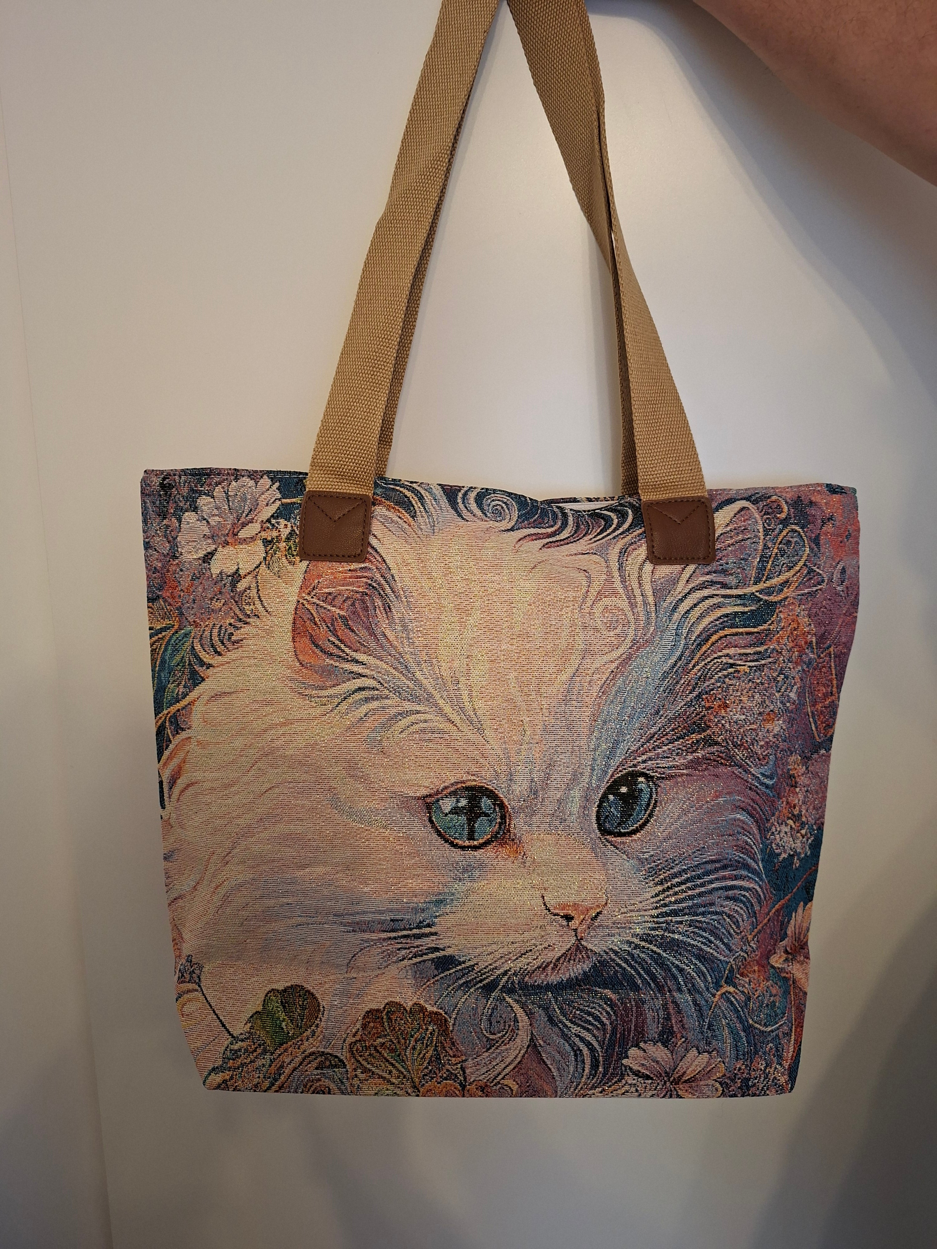 Cat Lovers Embroidered Canvas Tote Bag