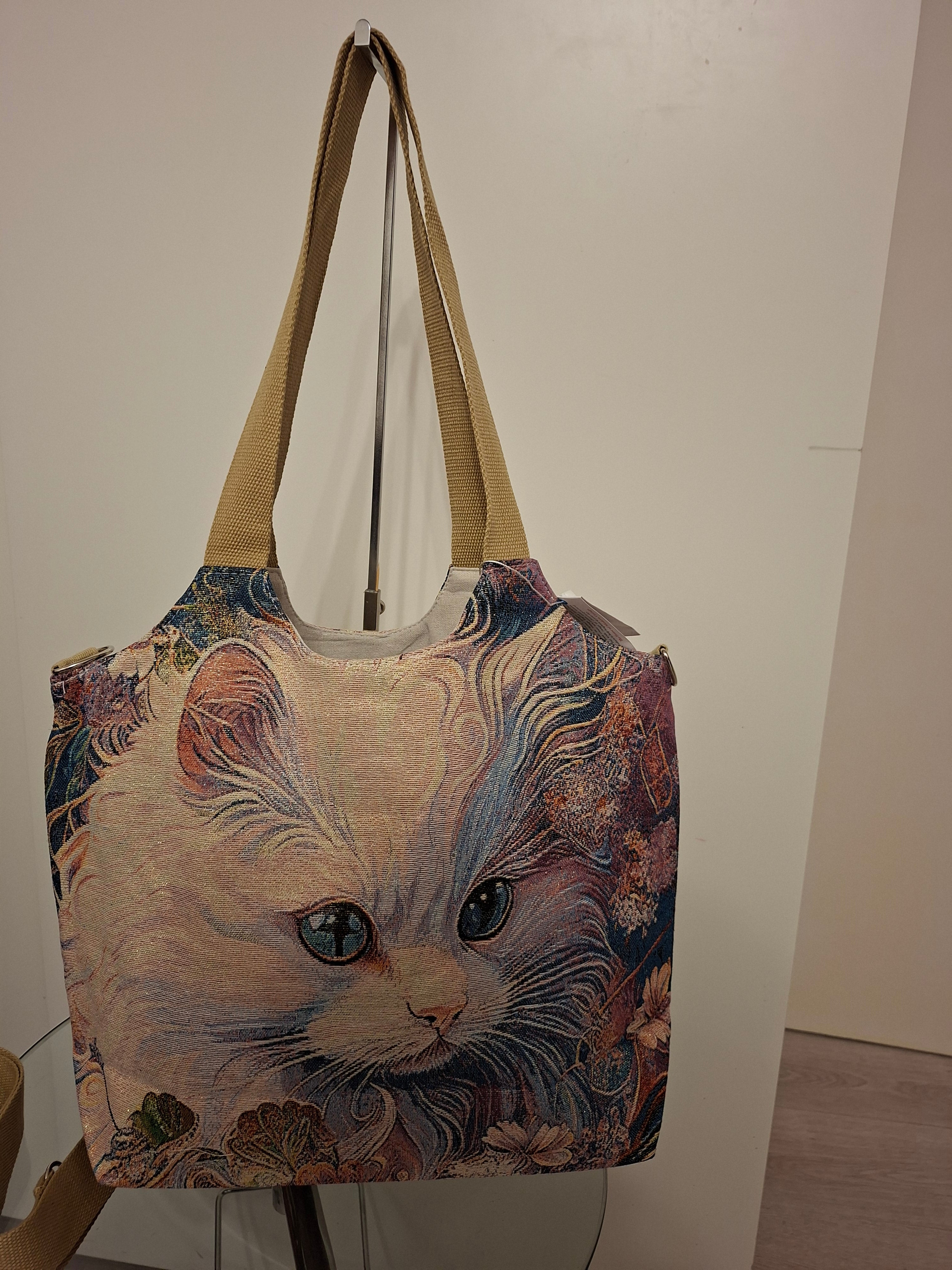 Cat Lovers Embroidered Canvas Tote Bag