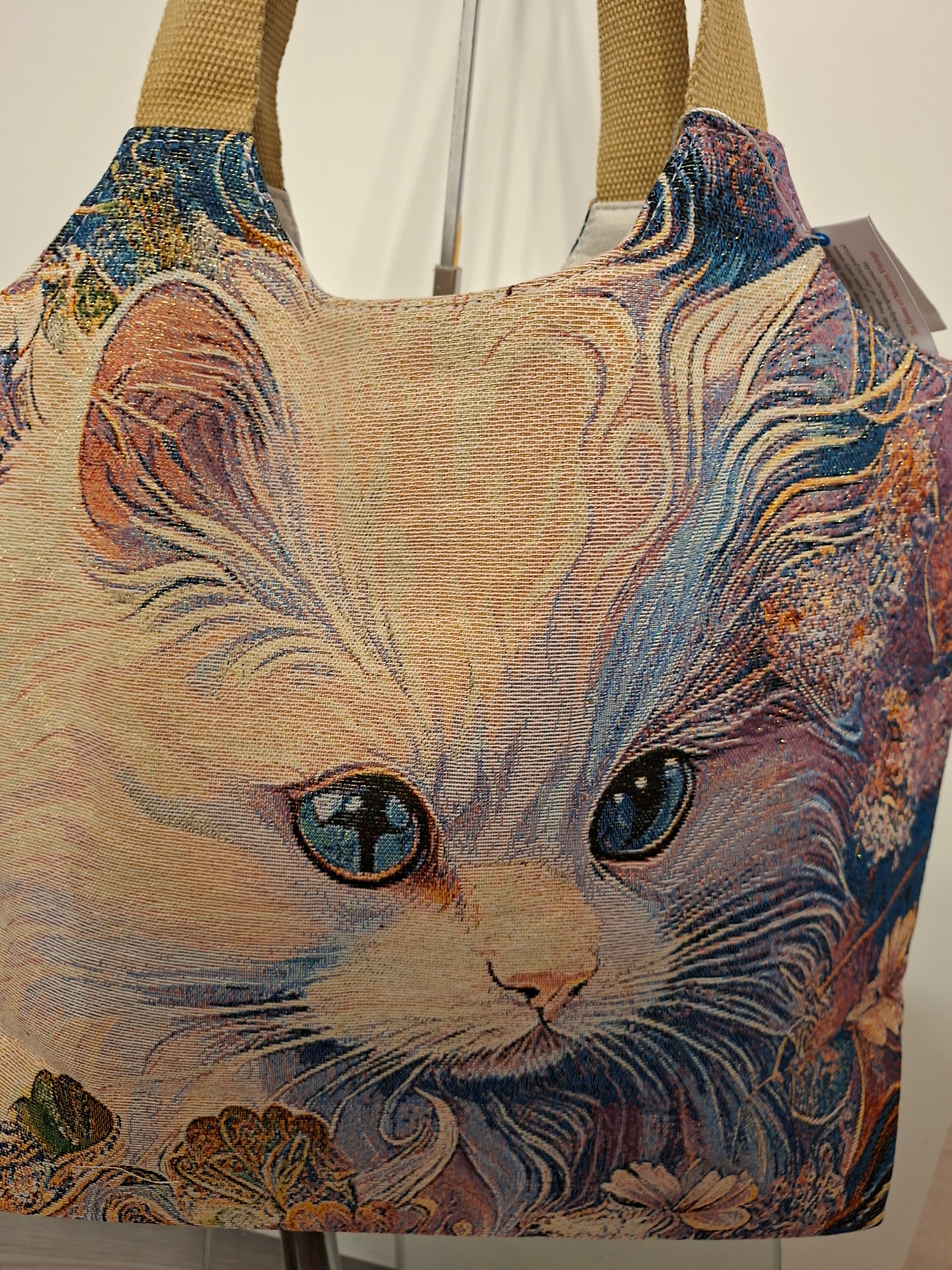 Cat Lovers Embroidered Canvas Tote Bag
