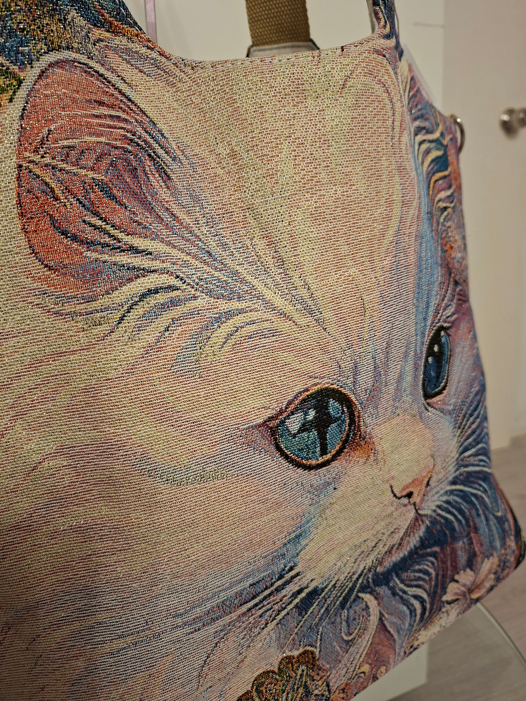 Cat Lovers Embroidered Canvas Tote Bag