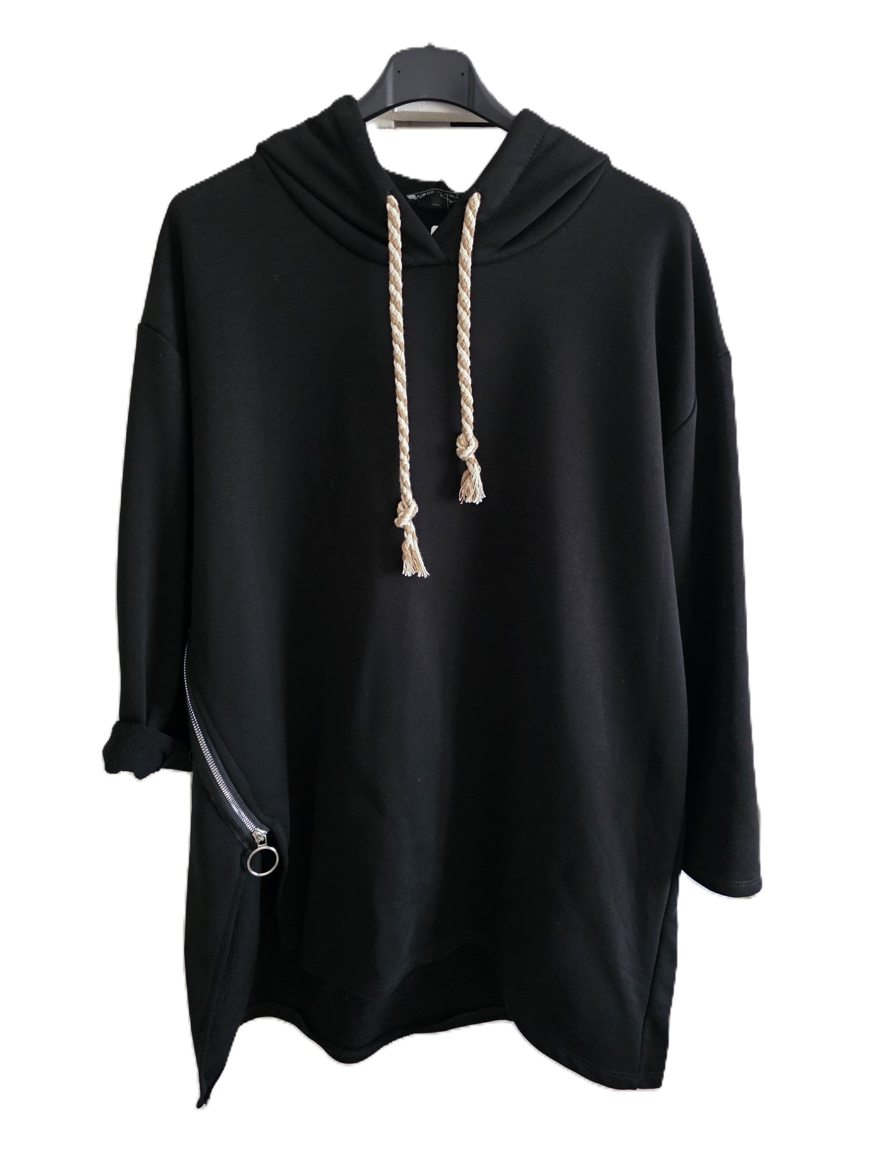 Premium Cotton Hoodie with Decorative Zipper