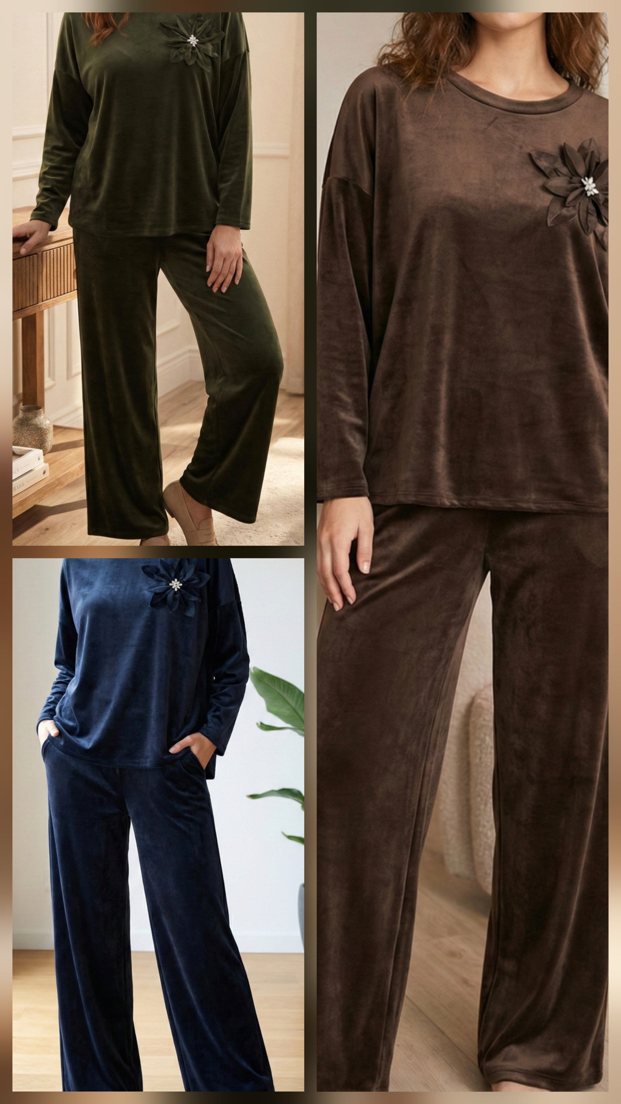 Luxe Velour Tracksuit Set - Viscose Elastane Blend