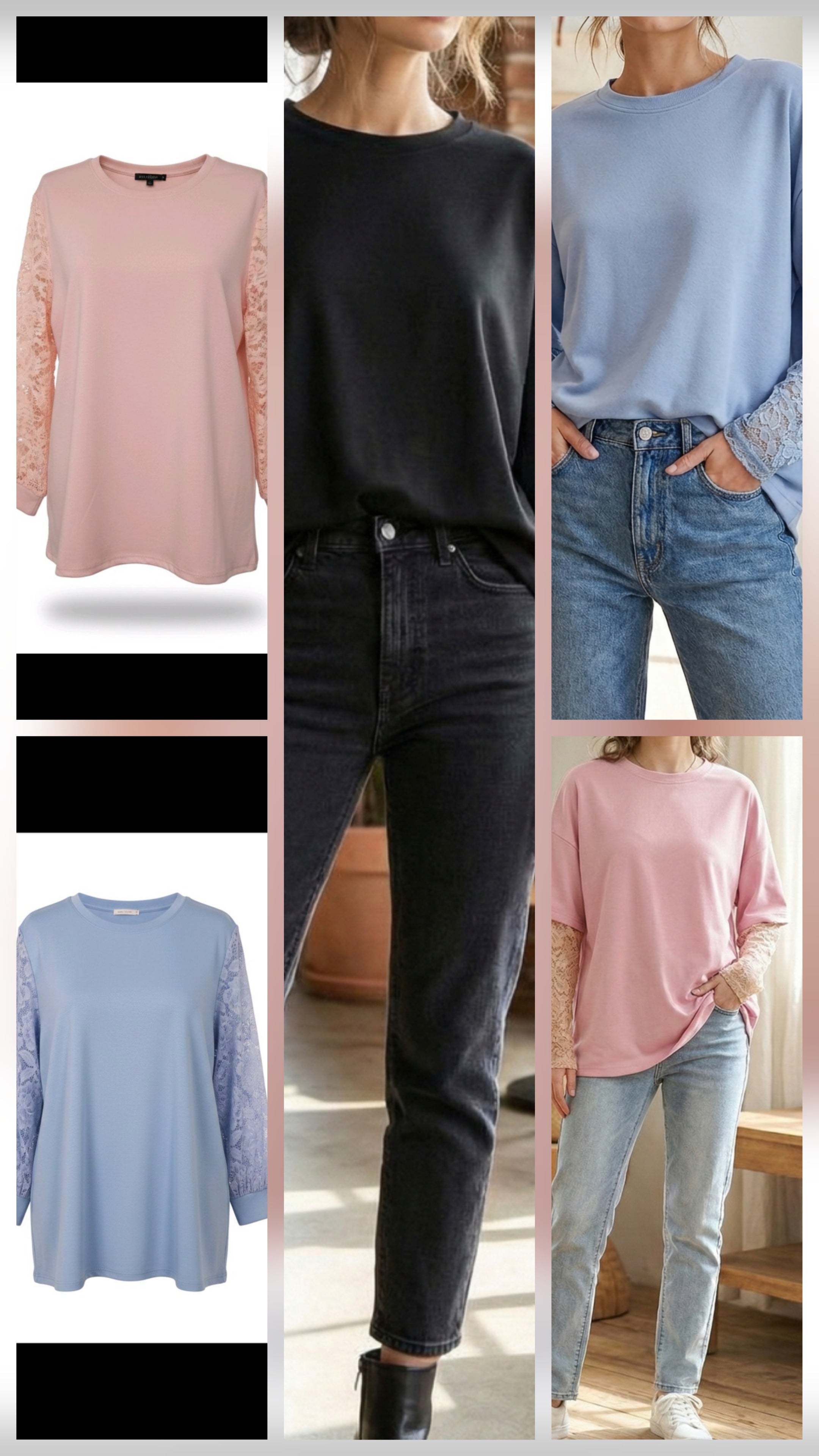 Lace Sleeve Blouse - Elegant Women's Top