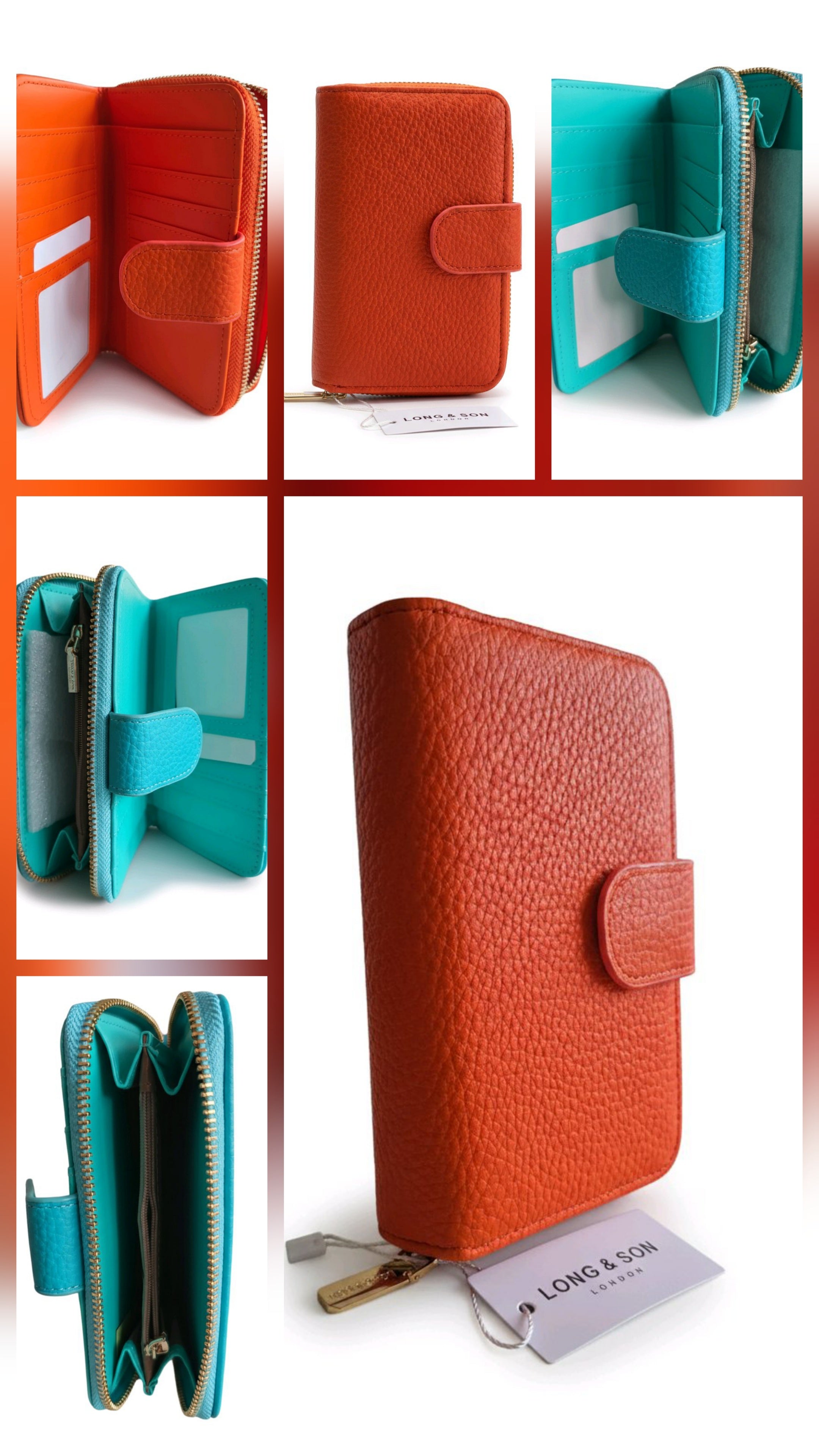 Long&Son Women's Vegan Leather Wallet with Zip Coin Pocket