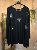 Tunic One size Shiny stones and Pearls on hearts