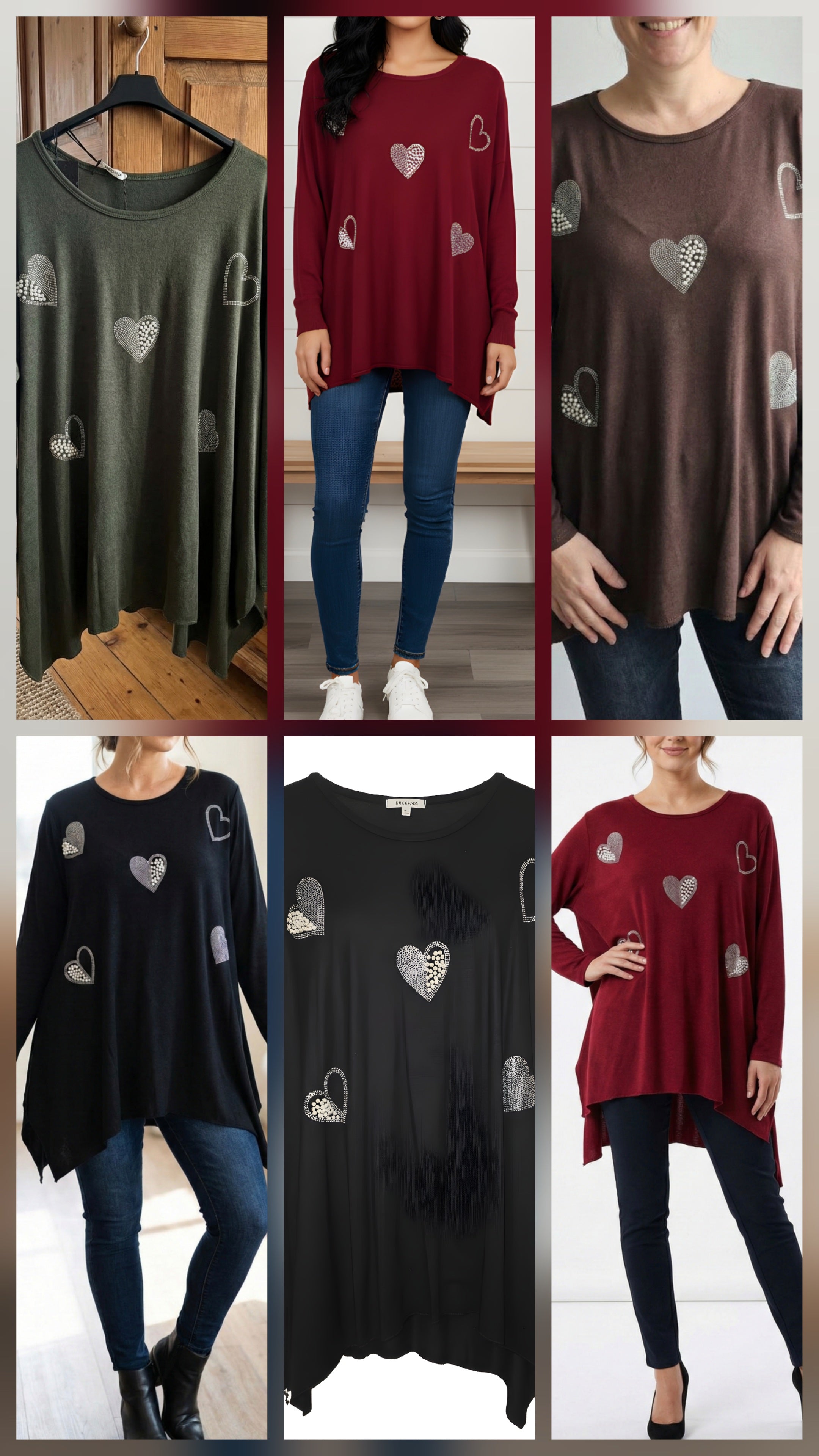 Tunic One size Shiny stones and Pearls on hearts