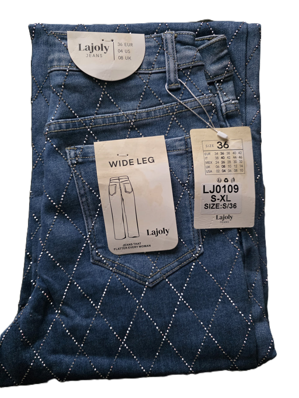 "Lajoly wide-leg jeans - blue denim front view"