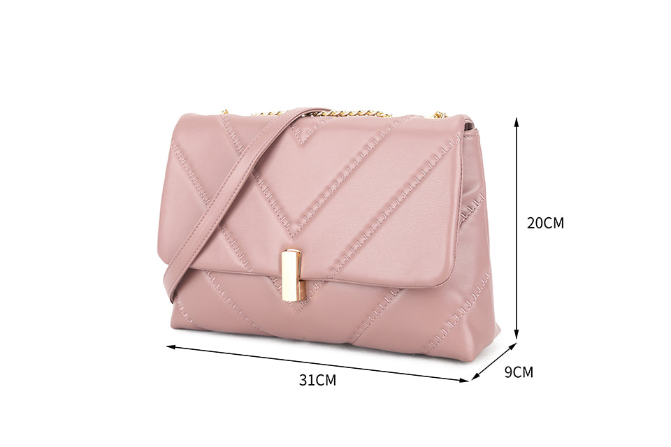 Long & Son London Braided Faux Leather Satchel Handbag with Gold Chain - Available in 10 Colours