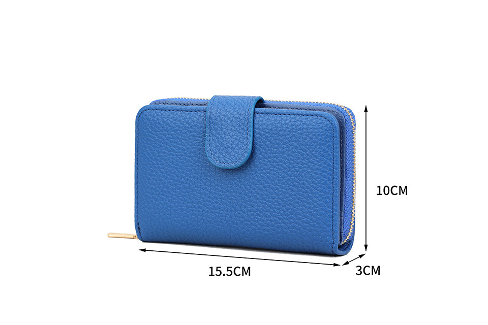 Long&Son Women's Vegan Leather Wallet with Zip Coin Pocket