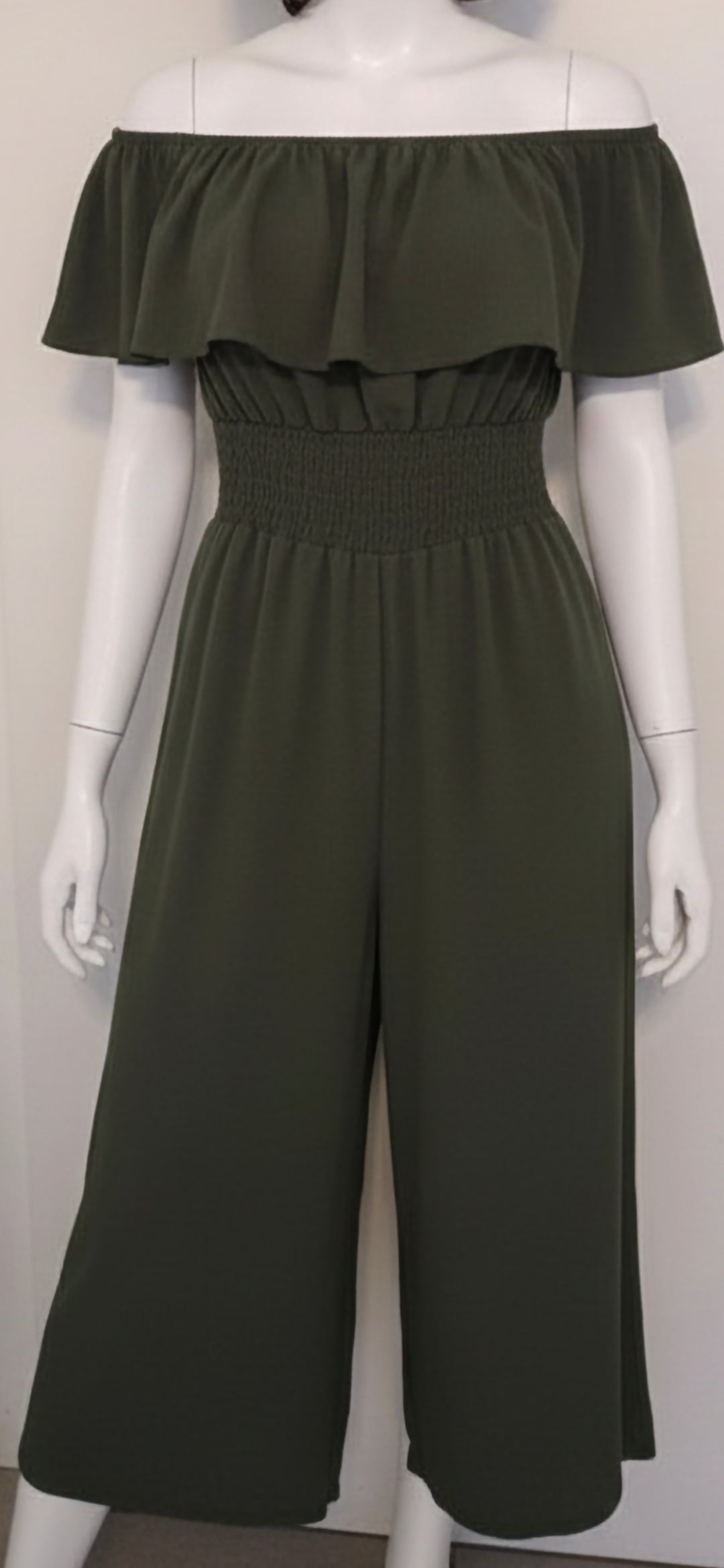 Off-the-Shoulder Ruffled Wide-Leg Jumpsuit