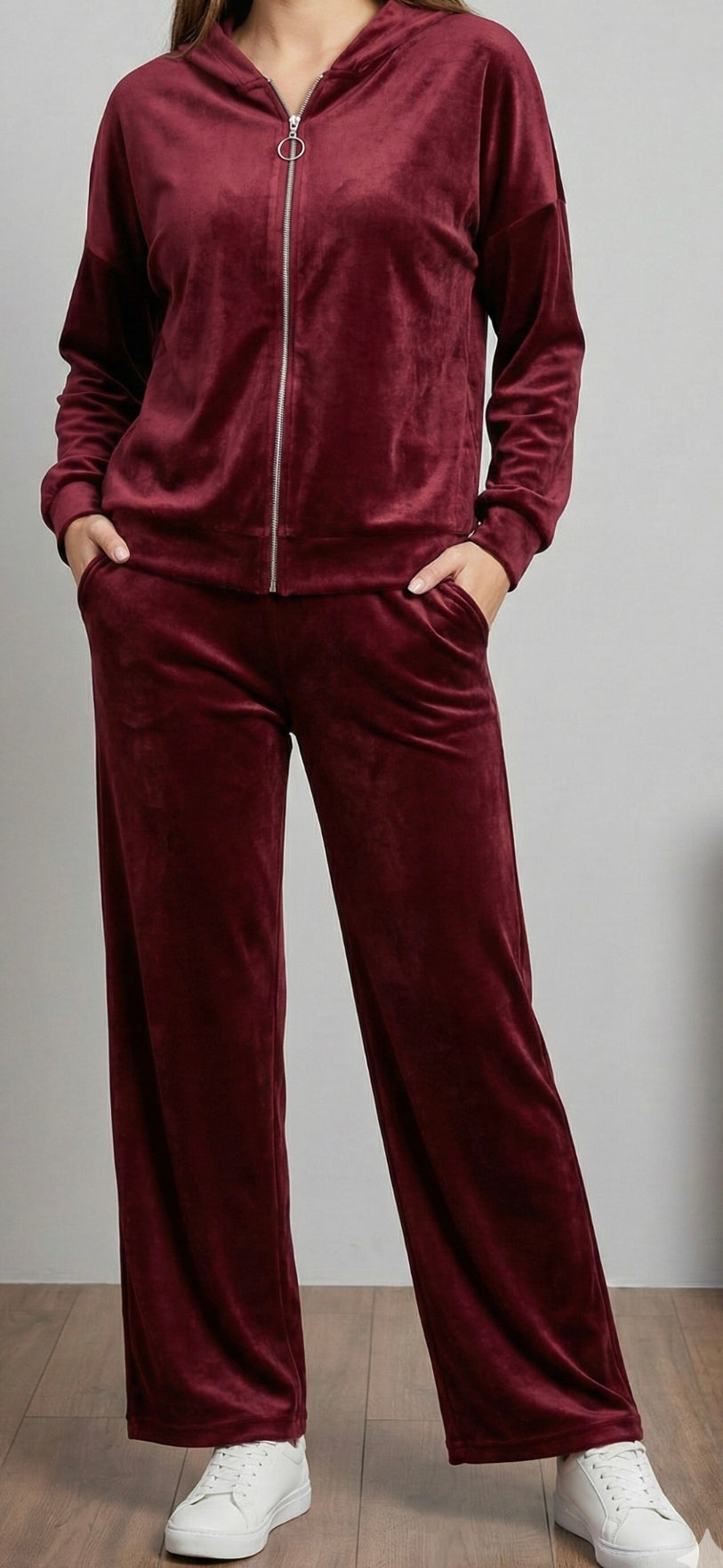 Velour Tracksuit Hoodie Set - Plus Size One Size - 5 Colours - Stretch Fit