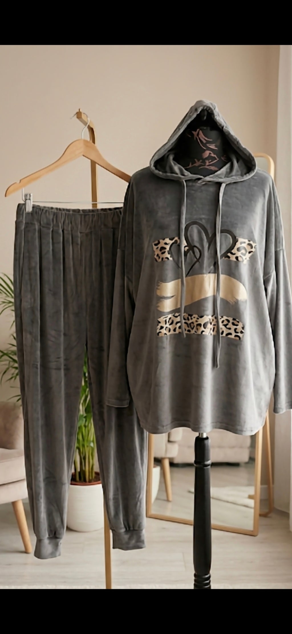 Velour Tracksuit Hoodie Set