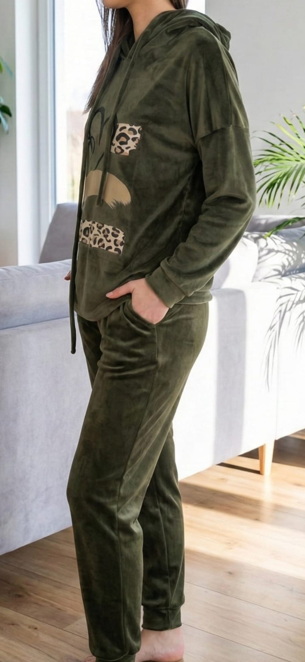 Velour Tracksuit Hoodie Set