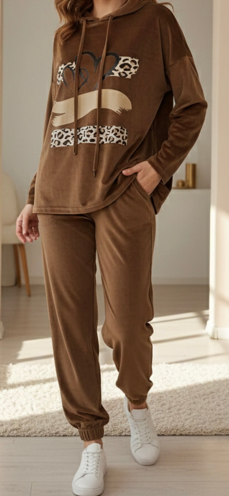 Velour Tracksuit Hoodie Set