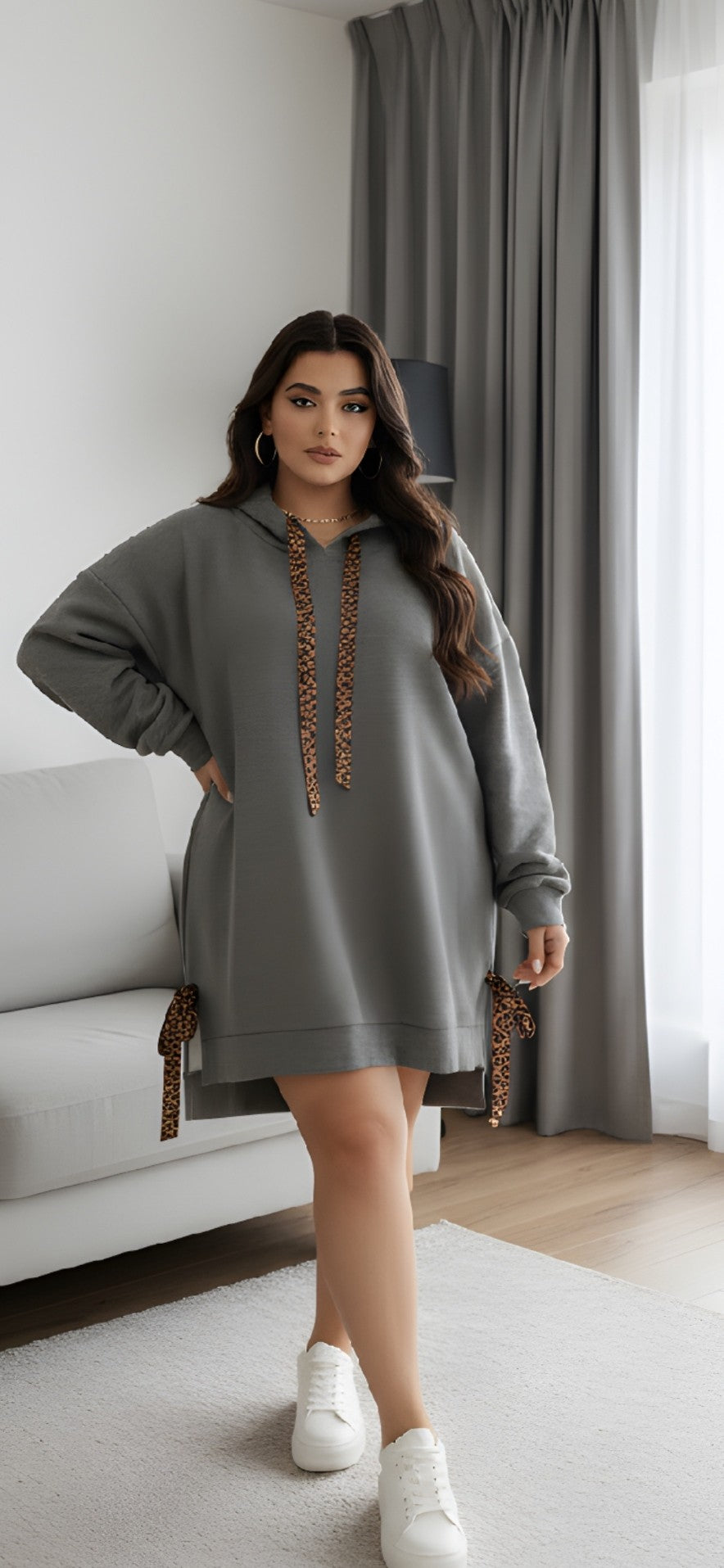 Scuba Hoodie - Navy Grey Beige - One Size Fits Up to 130cm Bust