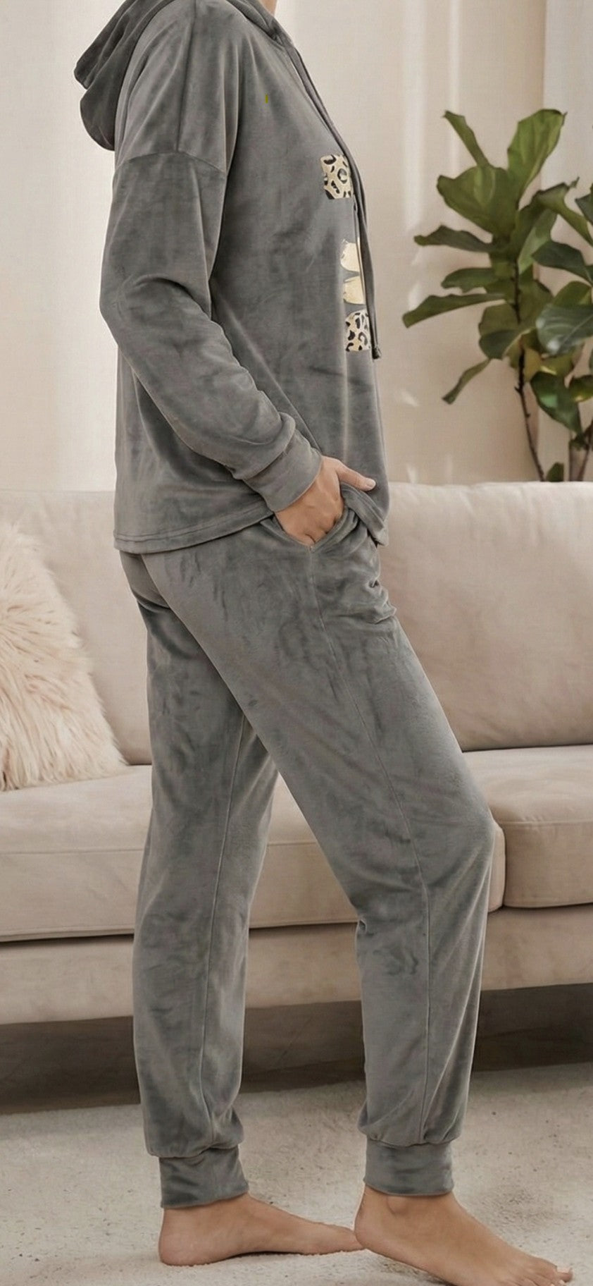 Velour Tracksuit Hoodie Set