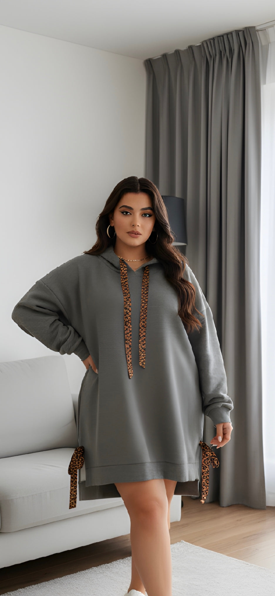 Scuba Hoodie - Navy Grey Beige - One Size Fits Up to 130cm Bust