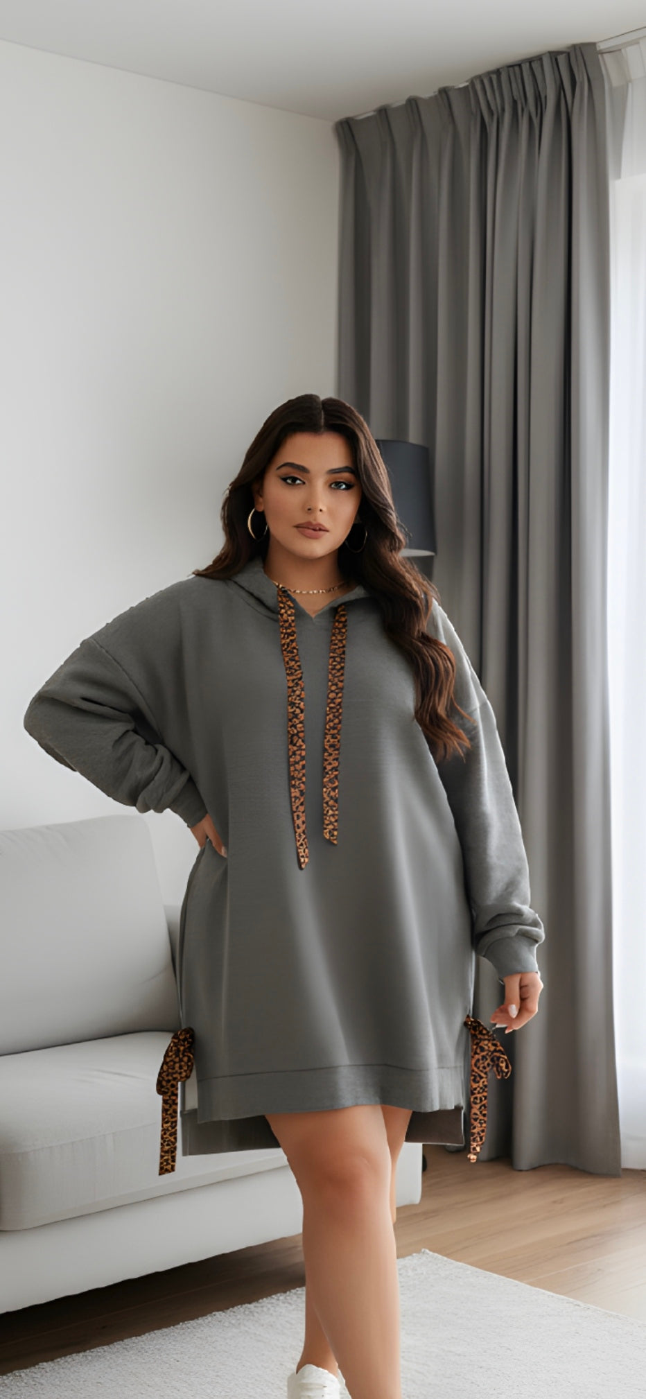 Scuba Hoodie - Navy Grey Beige - One Size Fits Up to 130cm Bust