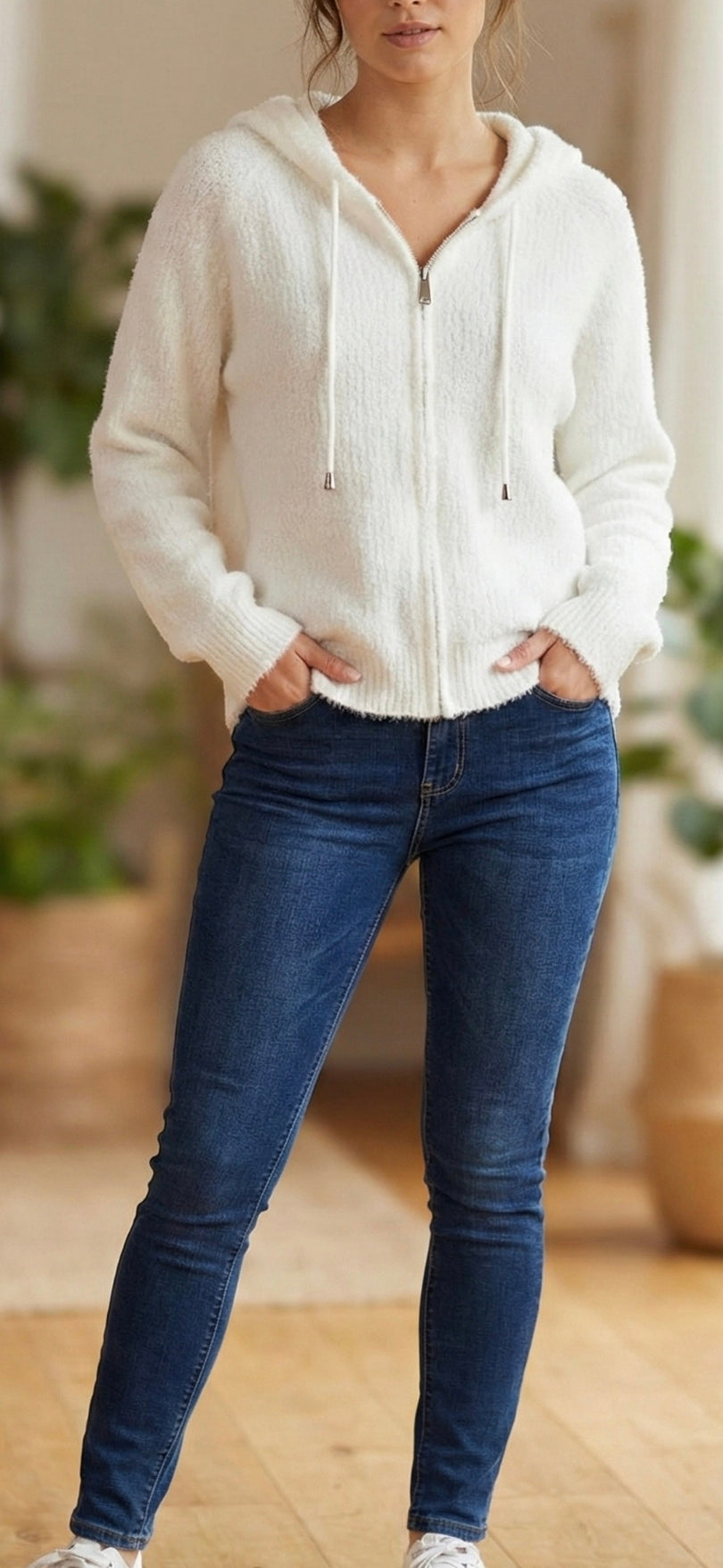 "Women's activewear hoodie - full zip detail"