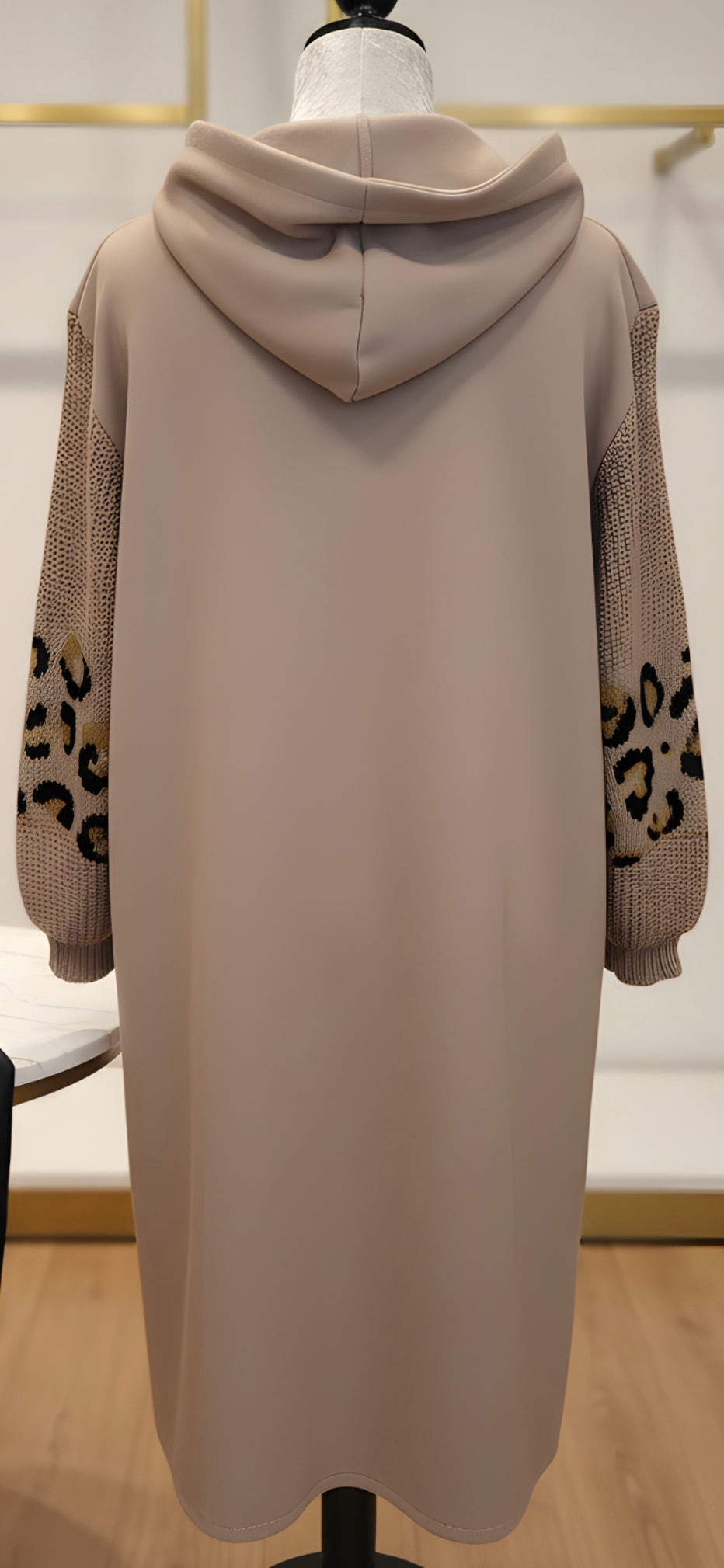 Animal Print Sleeve Long Coat - Rose Pink - Plus Size One Size - Last Piece!