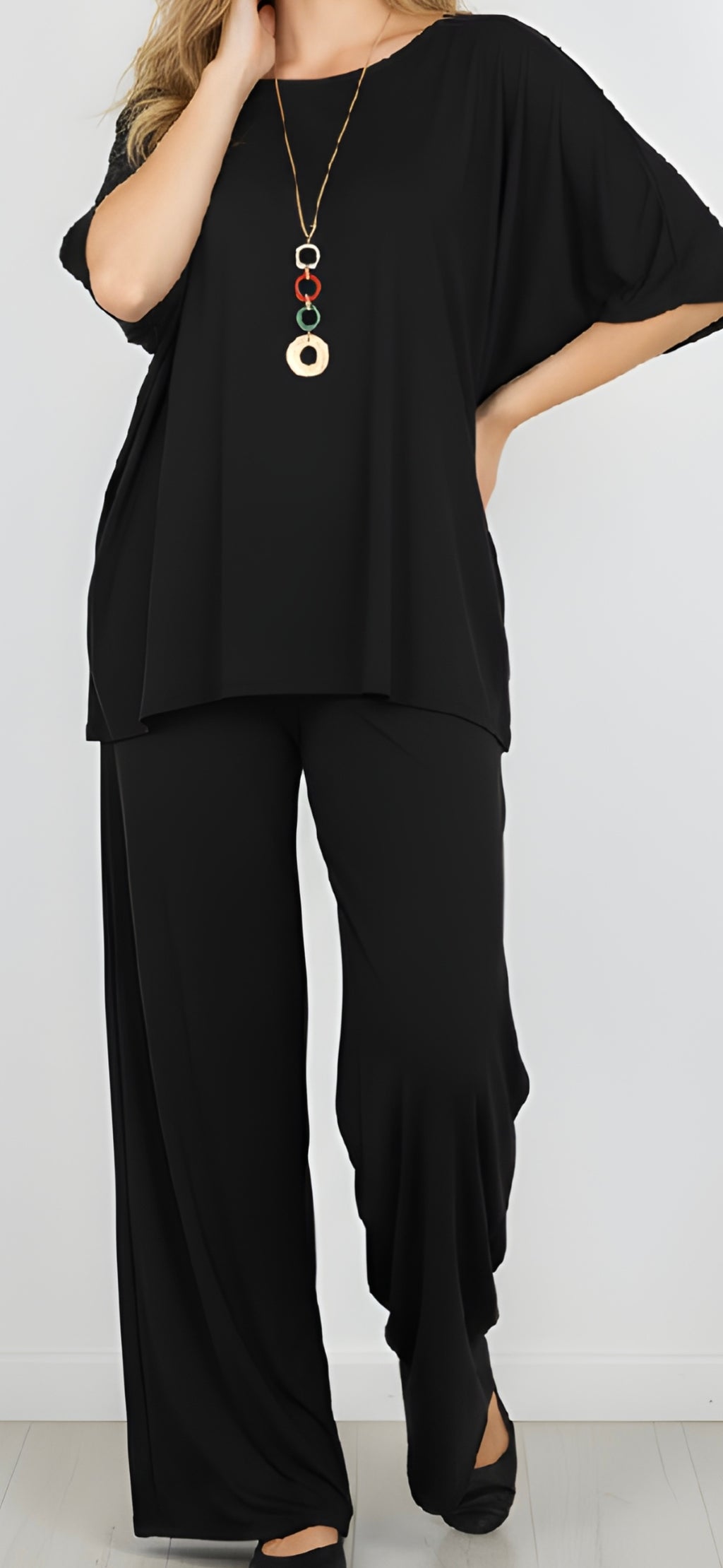 Plus Size Two Piece Set with Pendant - Black - Sizes 20-28 - Only 2 Left!