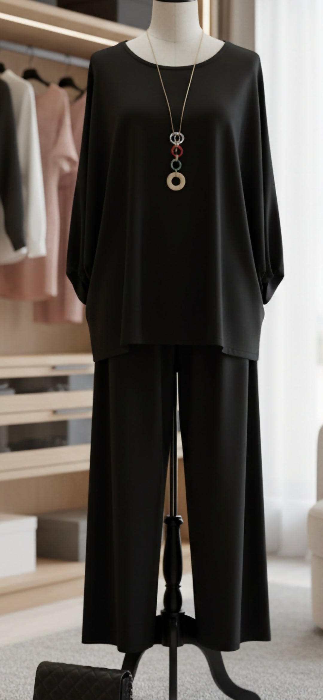 Plus Size Two Piece Set with Pendant - Black - Sizes 20-28 - Only 2 Left!