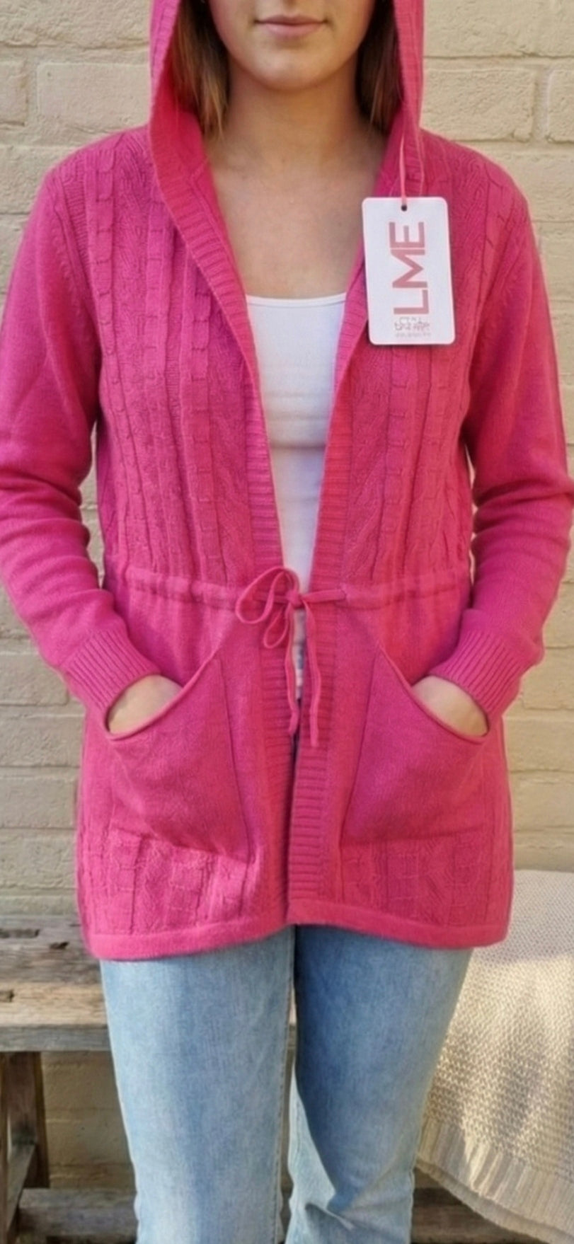 Hoodie Cardigan - Knit Long Sleeve - One Size - 3 Colours Available