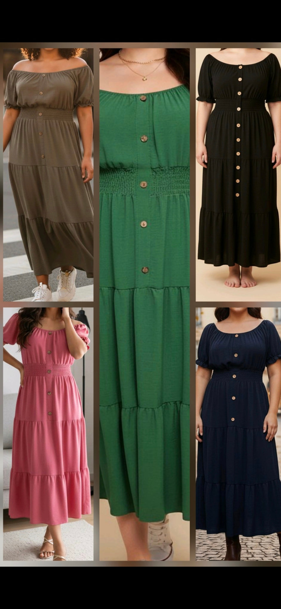 Shirred Elasticated Puffed Sleeve Maxi Dress - One Size 10-18