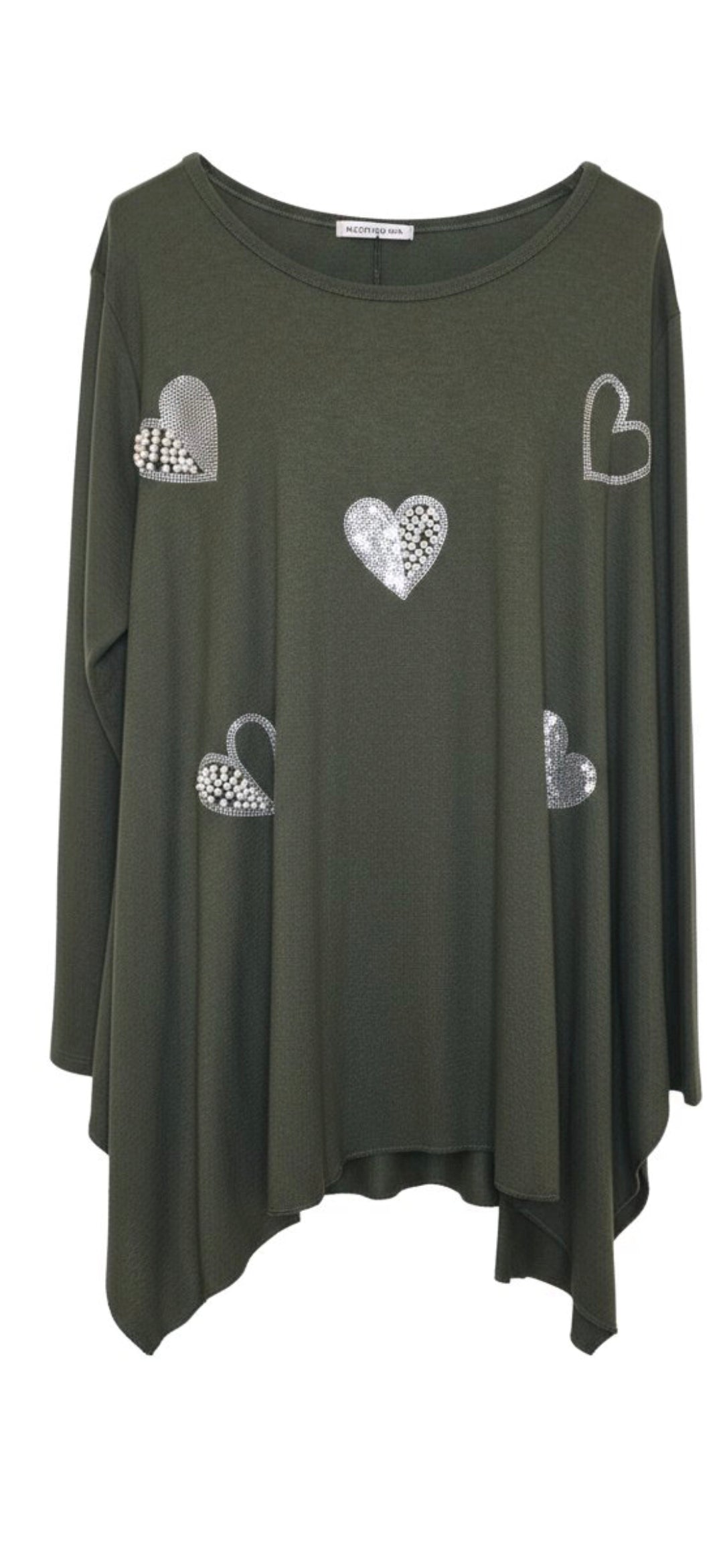 Tunic One size Shiny stones and Pearls on hearts