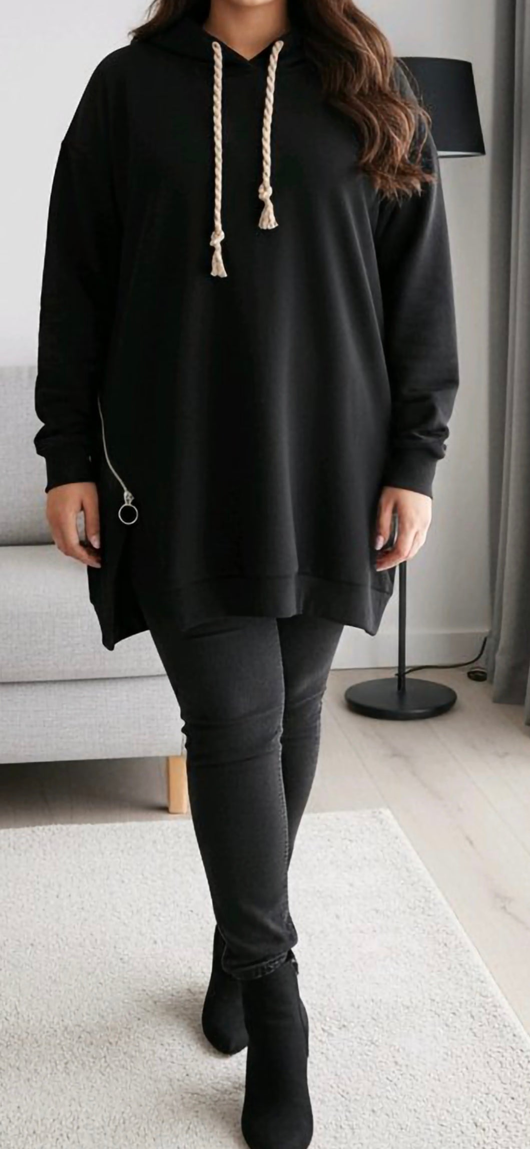 Premium Cotton Hoodie with Decorative Zipper